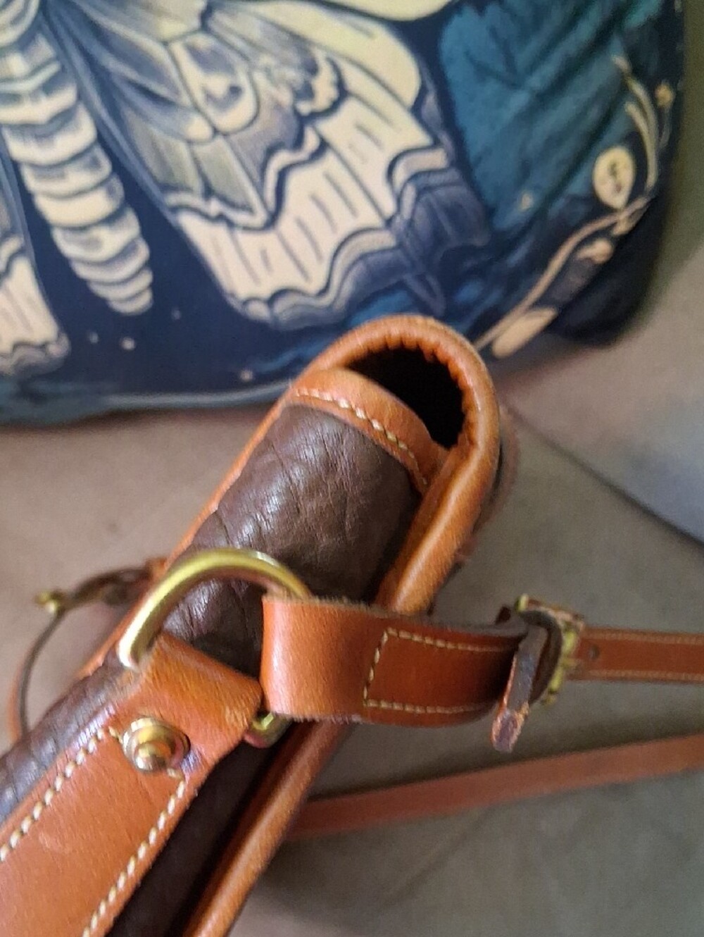 Dooney & Bourke Dark Brown Pebbled All WeatherLeather Crossbody with Cognac Trim - Picture 8 of 12